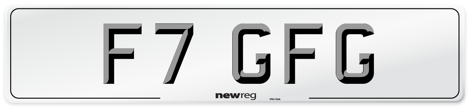F7 GFG Number Plate from New Reg